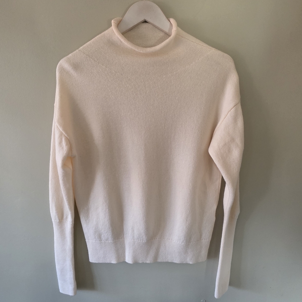 Wilfred S Modern Contemporary Minimalist Soft Girl Mock Neck Merino Wool Sweater - Picture 2 of 16